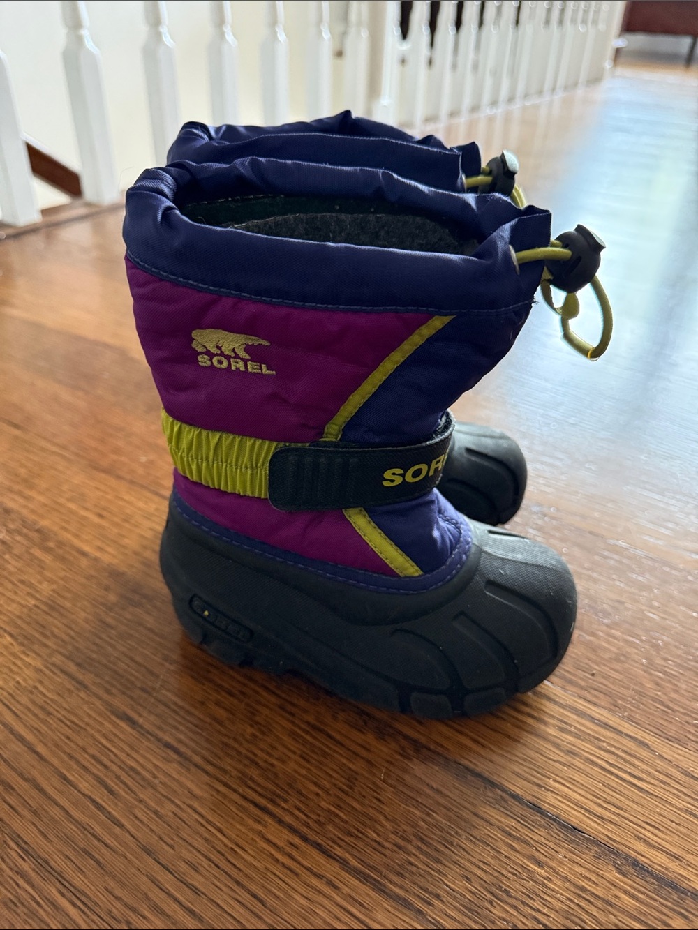 Sorel Kids Snow Boots in Purple with Lime Accents
